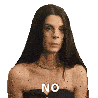 a woman with long hair and a necklace says no