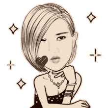 a cartoon drawing of a woman with a heart on her face .