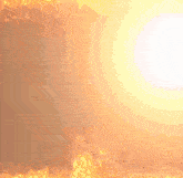 the sun is shining brightly through the fire