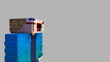 a 3d model of a minecraft character with the word het behind him