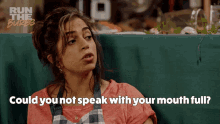 Could You Not Speak With Your Mouth Full Camille Pham GIF - Could You Not Speak With Your Mouth Full Camille Pham Run The Burbs GIFs