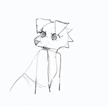 a black and white drawing of a cat with its tongue hanging out on a white background .