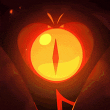a close up of a cartoon character 's eye with a sharp point