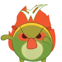 a cartoon character with a check mark on his head