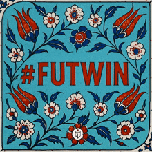 a blue background with flowers and the words futwin
