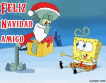 Feliz Navidad Amigo GIF - Feliz Navidad Amigo Squidward GIFs