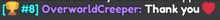 a blurred image of the words overworld creeper and thank you