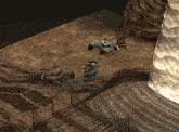 a video game scene with a staircase leading up to a building
