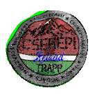 a logo for cserepi reload trapp with a green border