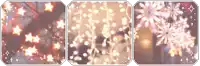 a collage of three images of christmas lights and snowflakes .