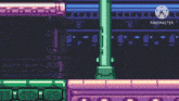 a pixel art of a man holding a sword .