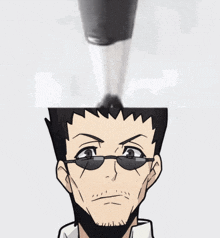 a cartoon of a man with glasses and a beard has a smoke coming out of his head