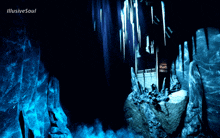 a computer generated image of a cave with the words illusive soul on the bottom right