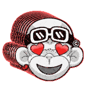 a cartoon of a monkey wearing sunglasses with hearts in his eyes
