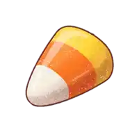 a close up of a candy corn on a white surface