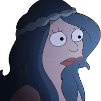 a cartoon of a woman with blue hair making a funny face