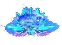 a painting of a blue flower with purple petals on a white background