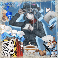 a picture of a girl holding a piece of paper with a cup of coffee in front of her