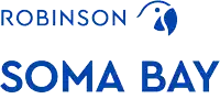 a blue and red logo for suma bay