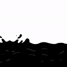 a black and white drawing of a cow jumping out of a body of water