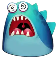a blue monster with a swirl on its eyes