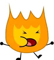 a cartoon illustration of a fire with arms and legs making a funny face