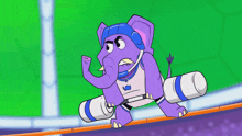 a cartoon of an elephant wearing a helmet and a basketball jersey