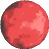 a pixel art illustration of a red planet with mountains on it