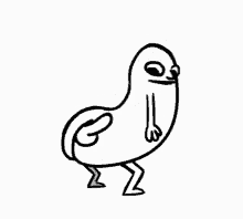 a black and white drawing of a cartoon character with legs and a fork .