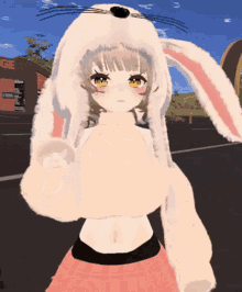paiyumi vtuber anime girl fluffy ears bunny anime girl bunny hat anime