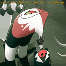 a cartoon character with the words pov when i win in an argument with my siblings