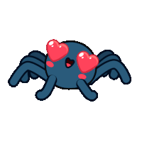 a cartoon spider with heart shaped eyes and a smile on its face