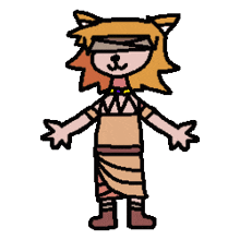 a pixel art drawing of a girl with a cat head