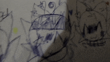 a child 's drawing of a skull with a crown on his head
