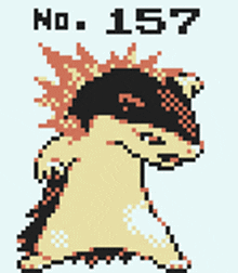 a pixel art drawing of a pokemon with the number 157