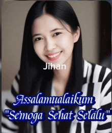 a picture of a woman with the name jihan