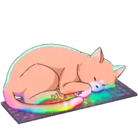 a cat laying on top of a keyboard with a tattoo on its tail