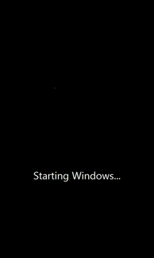 a computer screen that says starting windows in white letters