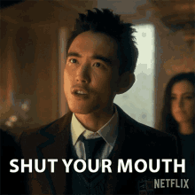 Shut Your Mouth Ben Hargreeves GIF - Shut Your Mouth Ben Hargreeves Justin Min GIFs