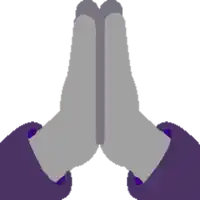 a pair of purple hands folded in prayer