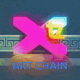 a colorful x with the words art chain underneath it