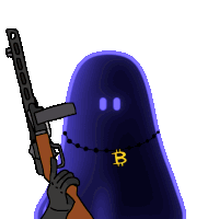 a cartoon drawing of a ghost holding a gun
