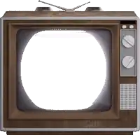an old fashioned tv with a white screen