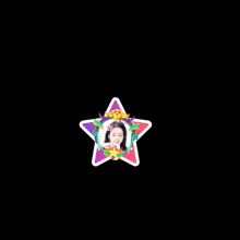 a picture of a woman with a flower in her hair in a star shaped frame