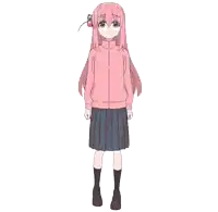 a drawing of a woman in a pink dress and black socks