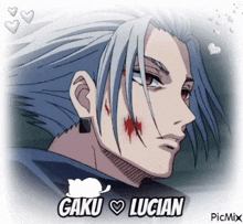a picture of a man with the name gaku lucian on the bottom