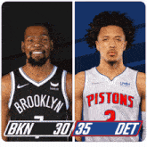 Brooklyn Nets (30) Vs. Detroit Pistons (35) First-second Period Break GIF - Nba Basketball Nba 2021 GIFs
