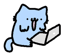 a pixel art drawing of a cat with a laptop