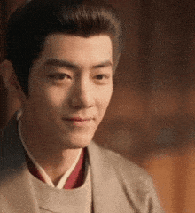 a close up of a man wearing a kimono