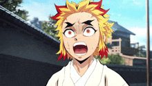 a cartoon character has a surprised look on his face and red eyes